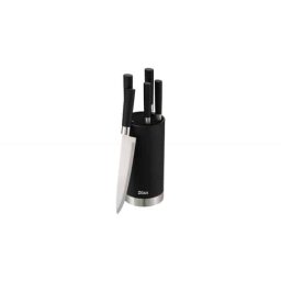 Set 5 cutite din otel inoxidabil, plus suport, negru ZILAN / ZLN 1609