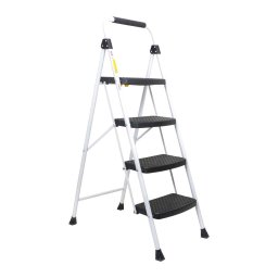 Scara metalica cu 4 trepte late, pliabila alb Z-TOOLS / ZTS 8092