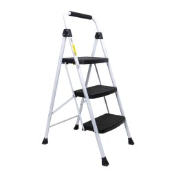 Scara metalica cu 3 trepte late, pliabila alb Z-TOOLS / ZTS 8091