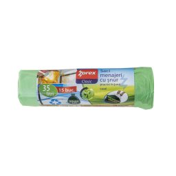 Saci menajeri cu snur, 35L, 15buc, verde Z-TOOLS / EXT 109666