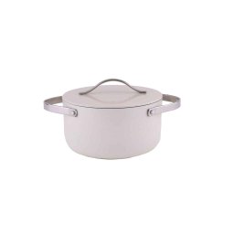 Oala cu capac ZILAN, interior din ceramica, diametru 24cm, capacitate 4l, crem / ZLN 0873