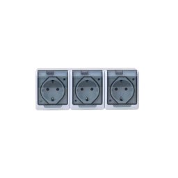 Priza tripla cu capac transparent HERMES, 16A/250, IP44 / ELPL-0326-01