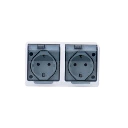 Priza dubla cu capac transparent HERMES, 16A/250, IP44 / ELPL-0325-01
