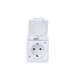 Priza simpla alba cu capac HERMES, 16A/250, IP44 / ELPL-0324-02