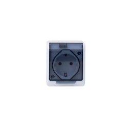 Priza simpla cu capac transparent HERMES, 16A/250, IP44 / ELPL-0324-01