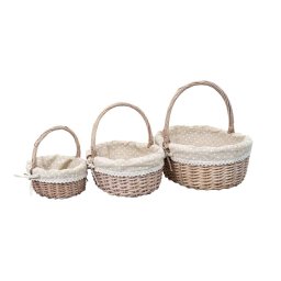 Set 3 cosuri de rachita ovale, bej plus material textil / ZTS 8435
