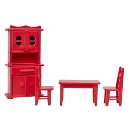 Mobila bucatarie din lemn pentru papusi, culoarea rosu/ EXT 10776