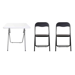 Masa plianta cu blat mdf, dimensiuni 60x60x72cm, alb (ZLN 7002) plus 2 x scaun bucatarie pliant (DSY 1115) / ZLN 7002_2S