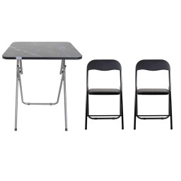 Masa plianta cu blat mdf, dimensiuni 60x60x72cm, negru (ZLN 6999) plus 2 x scaun bucatarie pliant (DSY 1115) / ZLN 6999_2S