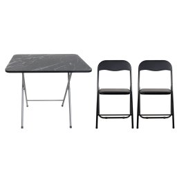 Masa plianta cu blat mdf, dimensiuni 60x80x70cm, negru (ZLN 6975) plus 2 x scaun bucatarie pliant (DSY 1115) / ZLN 6975_2S