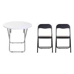 Masa plianta rotunda cu blat mdf, dimensiuni 70x70cm, alb (ZLN 6944) plus 2 x scaun bucatarie pliant (DSY 1115) / ZLN 6944_2S