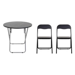 Masa plianta rotunda cu blat mdf, dimensiuni 70x70cm, negru plus 2 x scaun bucatarie pliant (DSY 1115) / ZLN 6937_2S