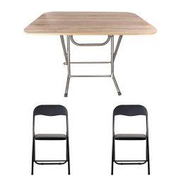 Masa plianta cu blat mdf, dimensiuni 70x120x73 cm (ZLN 2531) plus 2 x scaun bucatarie pliant (DSY 1115) / ZLN 2531_STEJAR_2S