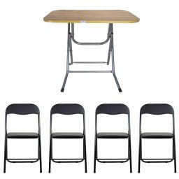 Masa plianta cu blat mdf, dimensiuni 60x90x75 cm (ZLN 2524) plus 4 x scaun bucatarie pliant (DSY 1115) / ZLN 2524_STEJAR_4S