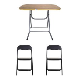 Masa plianta cu blat mdf, dimensiuni 60x90x75 cm (ZLN 2524) plus 2 x scaun bucatarie pliant (DSY 1115) / ZLN 2524_STEJAR_2S