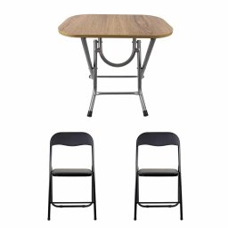 Masa plianta cu blat mdf, dimensiuni 50x80x75 cm (ZLN 2517) plus 2 x scaun bucatarie pliant (DSY 1115) / ZLN 2517_STEJAR_2S