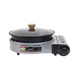 Aragaz camping, cu oala si capac de sticla, putere 2.3kw, aprindere electrica, gri / ZTS 5613