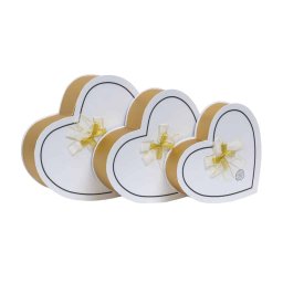 Set 3 cutii in forma de inima, cu capac alb / CD4954_alb
