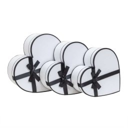 Set 3 cutii in forma de inima, cu fundita / CD4924_alb
