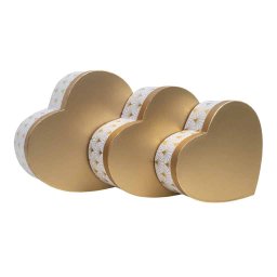 Set 3 cutii in forma de inima, alb cu capac auriu / CD4927_alb