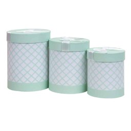Set 3 cutii cu forma cilindrica si model, verde / CD4925_verde