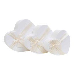 Set 3 cutii in forma de inima, alb / CD2085-alb