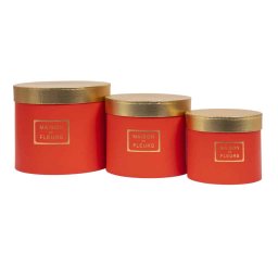 Set 3 cutii cu forma rotunda si model, culoare rosu / CD3316_rosu