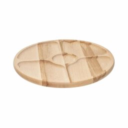 Tava rotativa pentru servire, din lemn de fag, cu 5 compartimente, diametru 33cm / EXT 10029