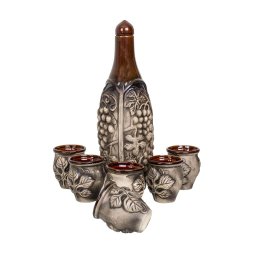 Set pentru vin din ceramica, o sticla si 6 pahare, 7011 / EXT 10234