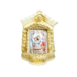 Candela din ipsos, Maica Domnului si pruncul, casuta 16x14x24cm / EXT 9918