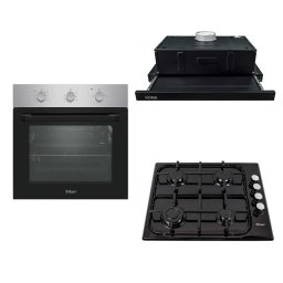 Pachet cuptor incorporabil (0065), 56 x 60 x 56 cm, electric, inox, plita incorporabila email 0041, 60X50X15 cm, gaz butelie sau gaz natural, duze de schimb incluse, hota 1 motor, putere 140W (1895), 60X50 cm / SET 30114