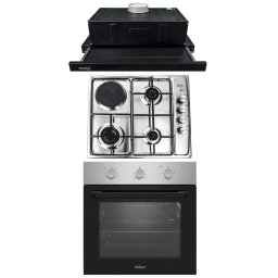 Pachet cuptor incorporabil (0065), 56 x 60 x 56 cm, electric, inox, plita incorporabila (1918), 60x50x6 cm, gaz butelie sau gaz natural (duze de schimb incluse), hota 1 motor, putere 140W (1895), 60X50 cm / SET 30092