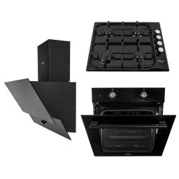 Pachet cuptor incorporabil (1857), capacitate 51L, electric, plita incorporabila email 0041, 60X50X15 cm, gaz butelie sau gaz natural, duze de schimb incluse, hota incorporabila decorativa, 60 cm (1888) / SET 30072