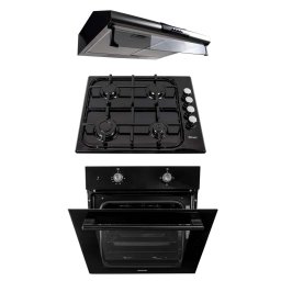 Pachet cuptor incorporabil (1857), capacitate 51L, electric, plita incorporabila email 0041, 60X50X15 cm, gaz butelie sau gaz natural, duze de schimb incluse, hota perete 2 motoare inox (9676), 2 x 95w / SET 30070