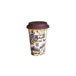 Cana din ceramica cu capac de silicon, model Romania, capacitate 400 ml / CD839