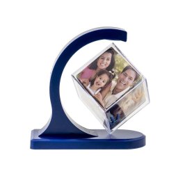 Rama foto, in forma de cub, magnetic rotativ cu 6 poze, albastru / CD3521_ALBASTRU