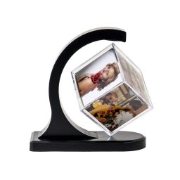 Rama foto, in forma de cub, magnetic rotativ cu 6 poze, negru / CD3521_NEGRU