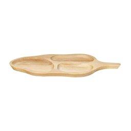 Platou pentru servire, din lemn de fag, in forma de frunza 49x24 cm / EXT 7261