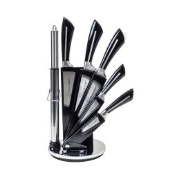 Set cutite cu suport, 8piese, inox, negru / CC9808