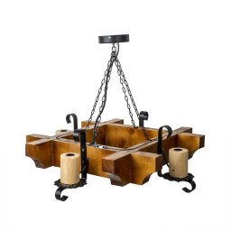 Lustra din lemn patrata, diametru 49 cm / EXT 10159