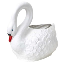Ghiveci din plastic, model lebada alb, lungime 63 cm / EXT 6093
