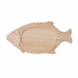 Platou pentru servire, din lemn, in forma de peste, 45x21 cm / EXT 5611