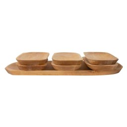 Set 7 platouri din lemn pentru servire, 60x23.5x2.5cm / 1462