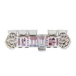 Set 6 pahare de shot cu suport din Lemn, 50 ml / EXT 7126