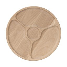 Tava rotativa pentru servire, din lemn de fag, cu 4 compartimente, diametru 33cm / EXT 7420