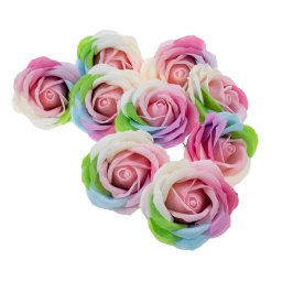 Trandafiri multicolori din sapun, 9 buc/set / CD4080-miez roz pal