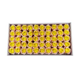 Trandafiri 2 culori din sapun, somon-galben, 50 buc/set / SF003-18