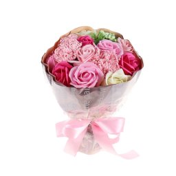 Buchet multicolor 11 trandafiri + 2 garoafe din sapun / CD4449-Roz