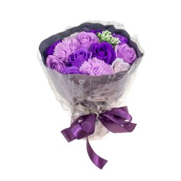 Buchet multicolor 11 trandafiri + 2 garoafe din sapun / CD4449-Mov
