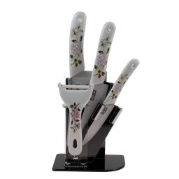 Set cutite bucatarie 4 piese ceramice + suport / CC9967